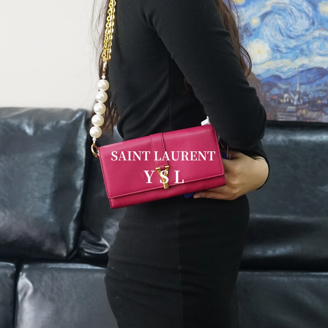 95新 YSL/圣罗兰 粉金单肩包/HD10527063/7063