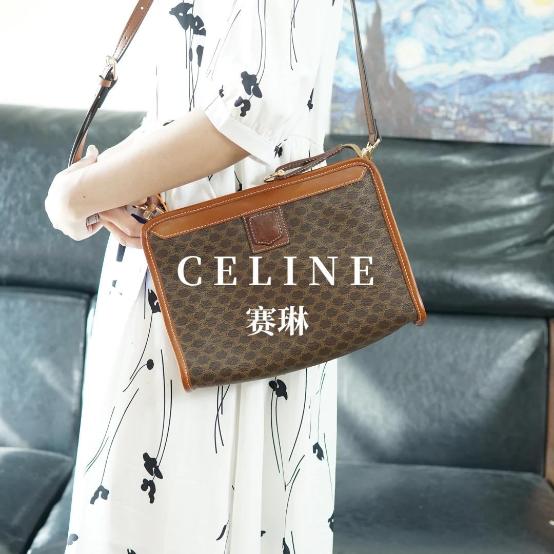 95新 Celine/思琳 老花斜挎包/WJ08631040/1040