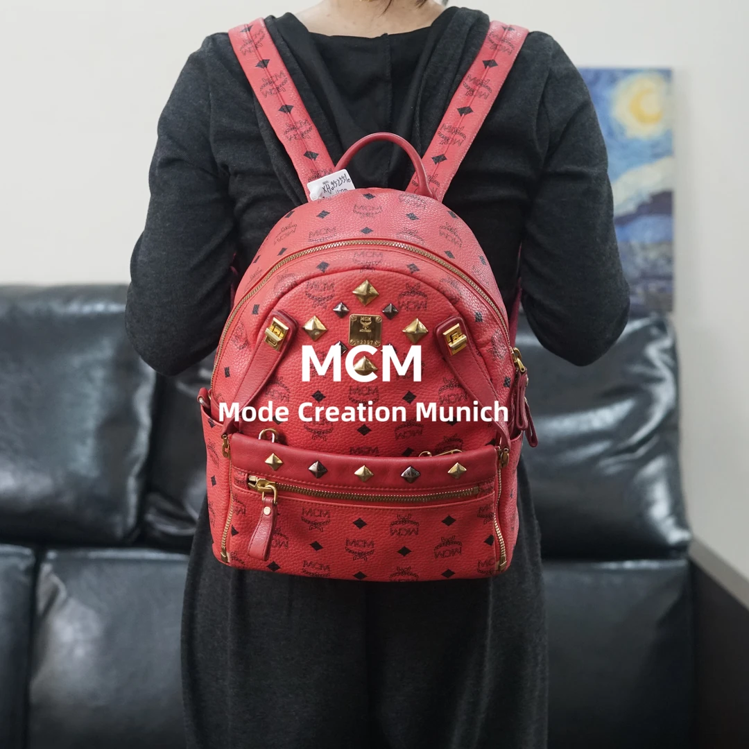 95新 MCM 红色双肩包/XH09525510/5510