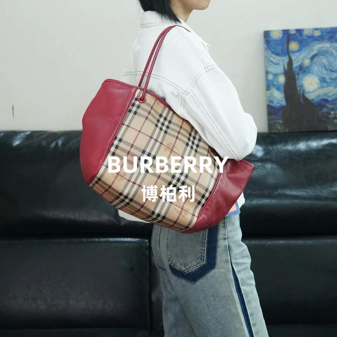 95新 BURBERRY/博柏利 格纹手提单肩包/DS10608056/8056