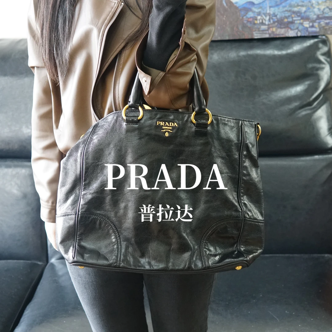 95新 Prada/普拉达 黑金单肩包/ZZ09813086/3086
