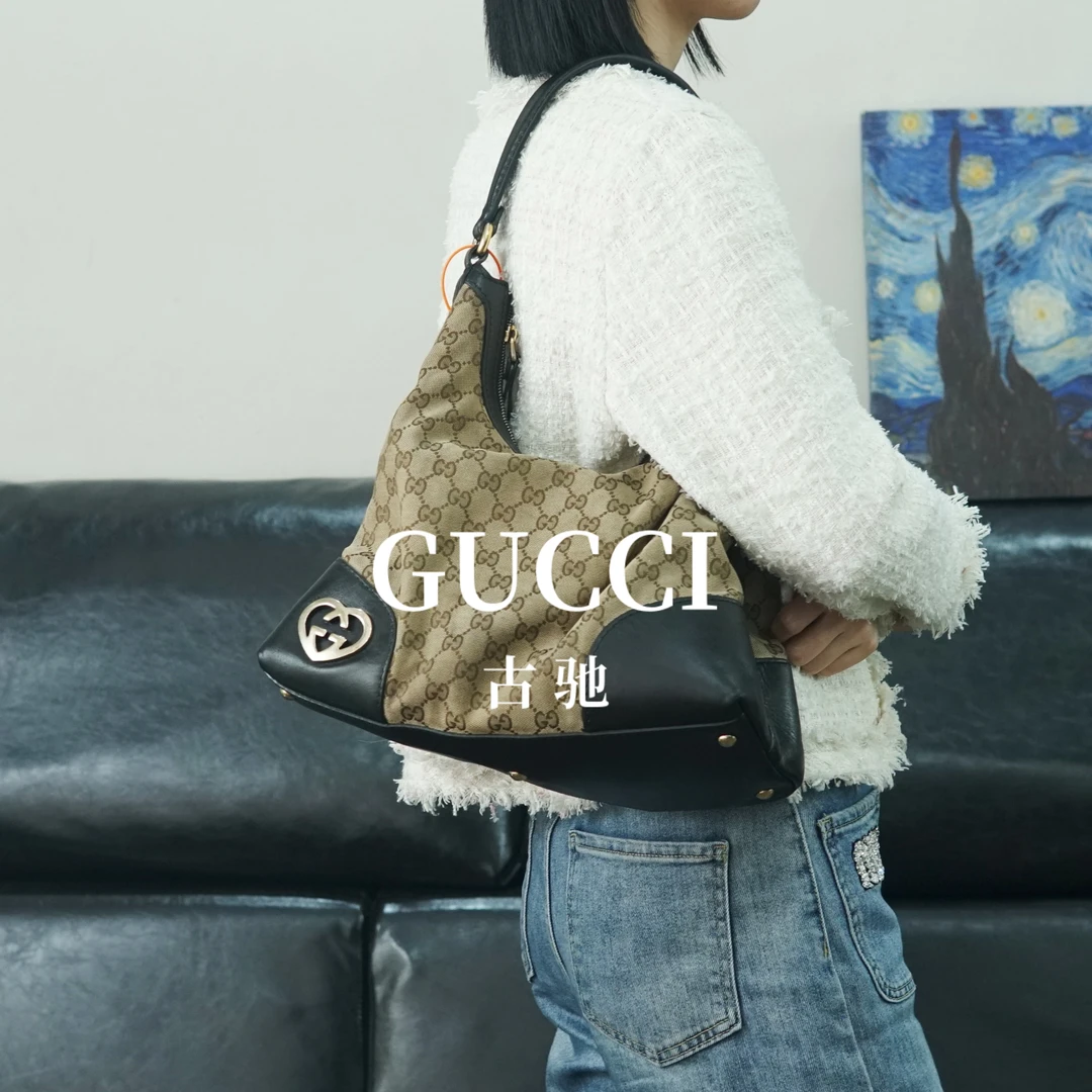 95新 GUCCI/古驰 老花牛角包/WT10505025/5025