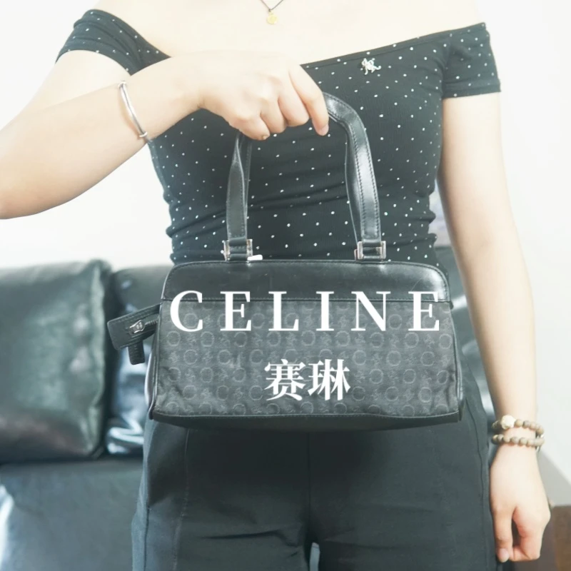 95新 Celine/思琳 拼皮黑色枕头包/ZZ09615041/5041/赛琳