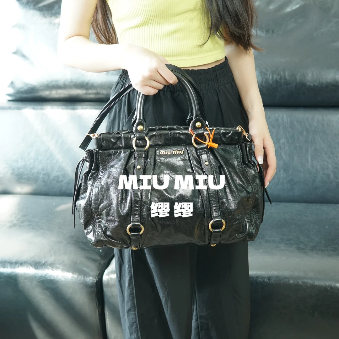 95新 MIU MIU/缪缪 miumiu 黑金单肩包/DH07528014/8014