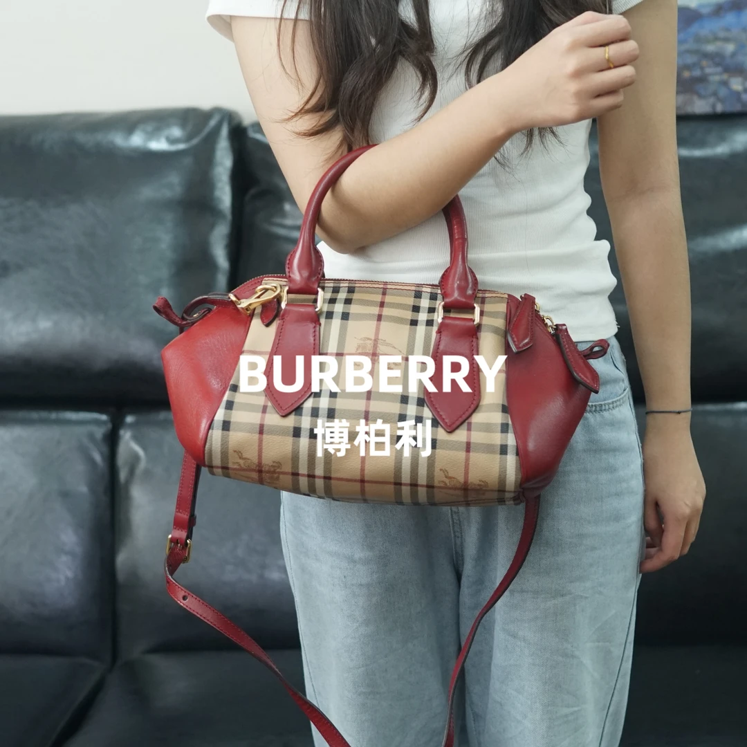 95新 BURBERRY/博柏利 巴宝莉/格纹斜挎包/HH10618092/8092