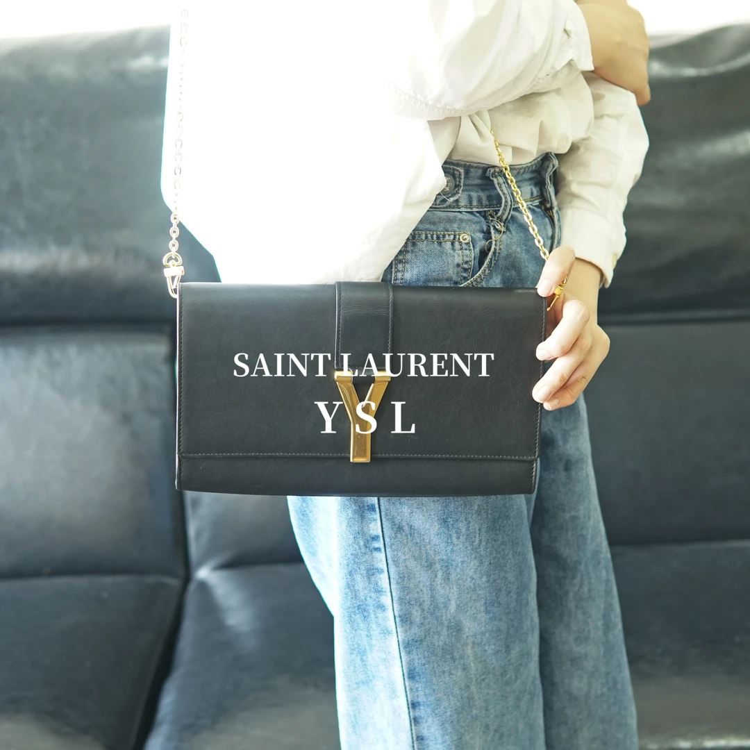95新 YSL/圣罗兰 金扣链条斜挎包/DS07630003/0003