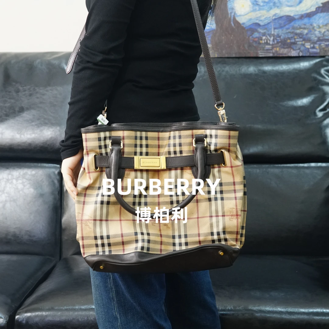 95新 BURBERRY/博柏利 巴宝莉/格纹斜挎包/F3BB10605049/5049