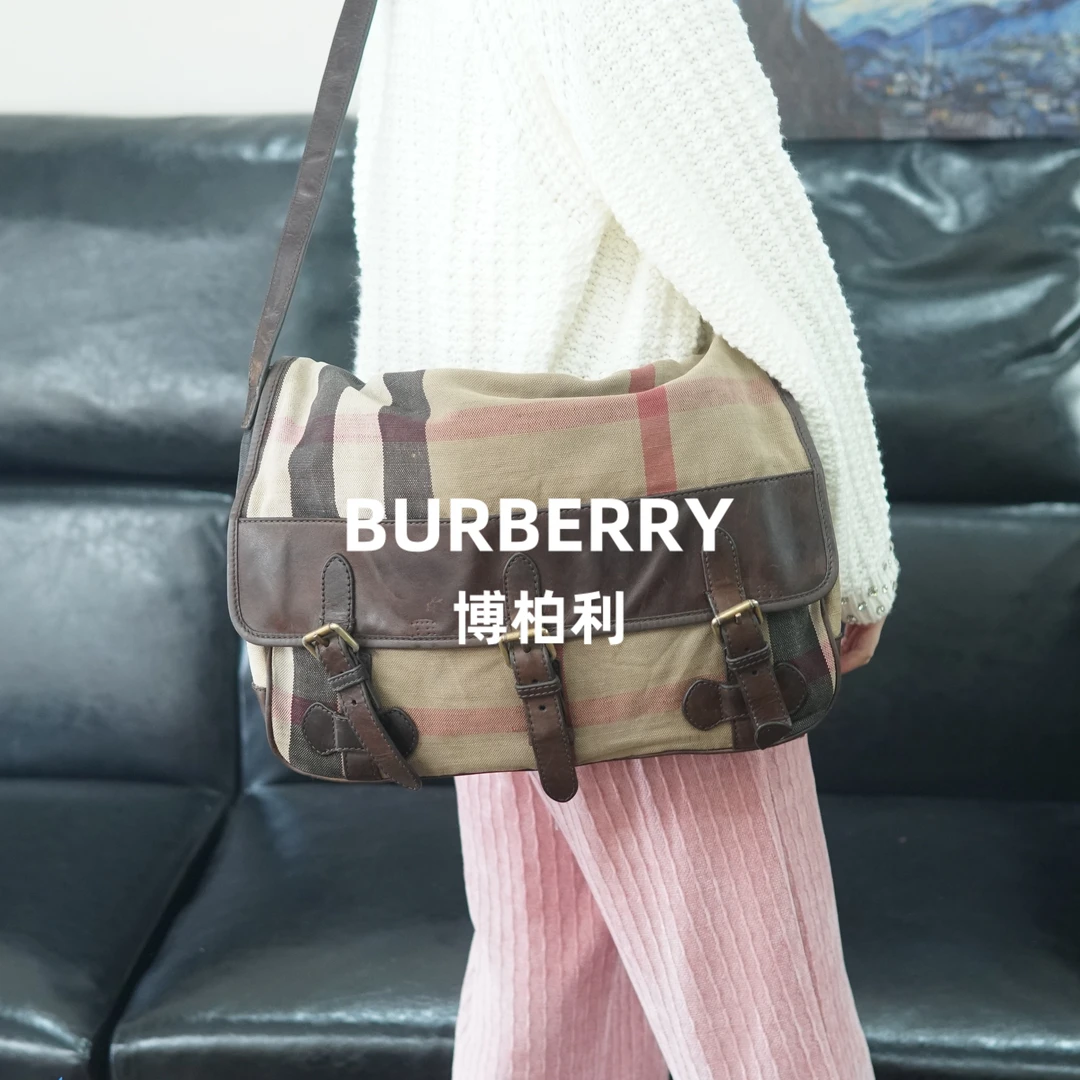 95新 BURBERRY/博柏利 巴宝莉/格纹斜挎包/ZZ09410009/0009