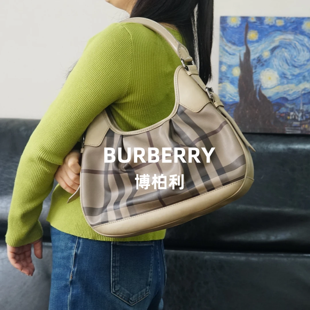 95新 BURBERRY/博柏利 巴宝莉 灰色格纹单肩包/SP11530040/0040