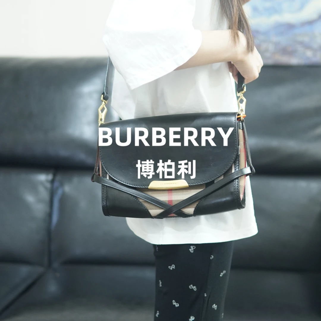 95新 BURBERRY/博柏利 格纹翻盖斜挎包/ZZ09513083/3083优