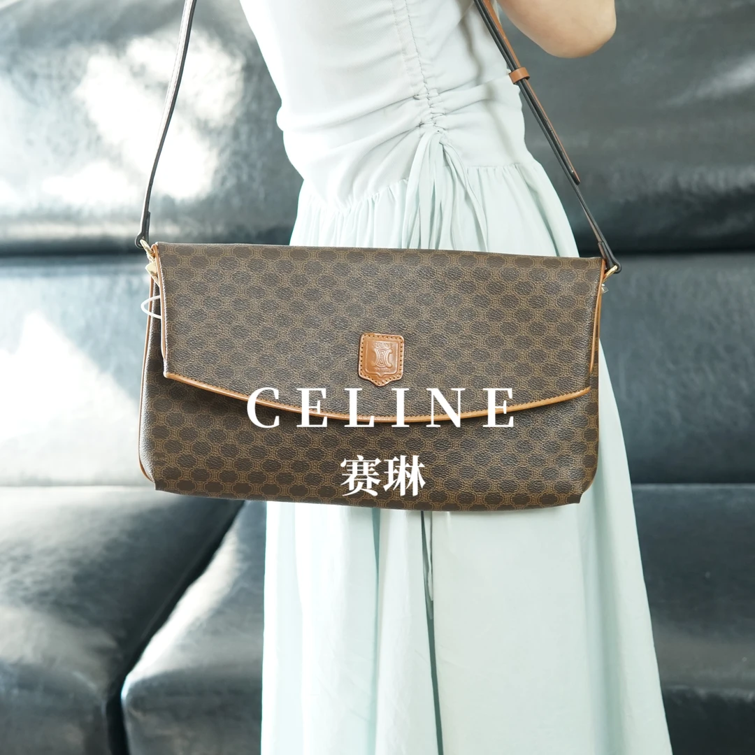 95新 Celine/思琳 老花翻盖斜挎包/FY08327026/7026