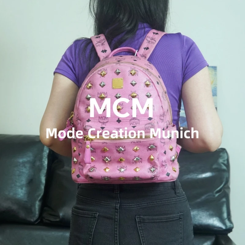 95新 MCM 粉色双肩包/FYTC07627084/7084
