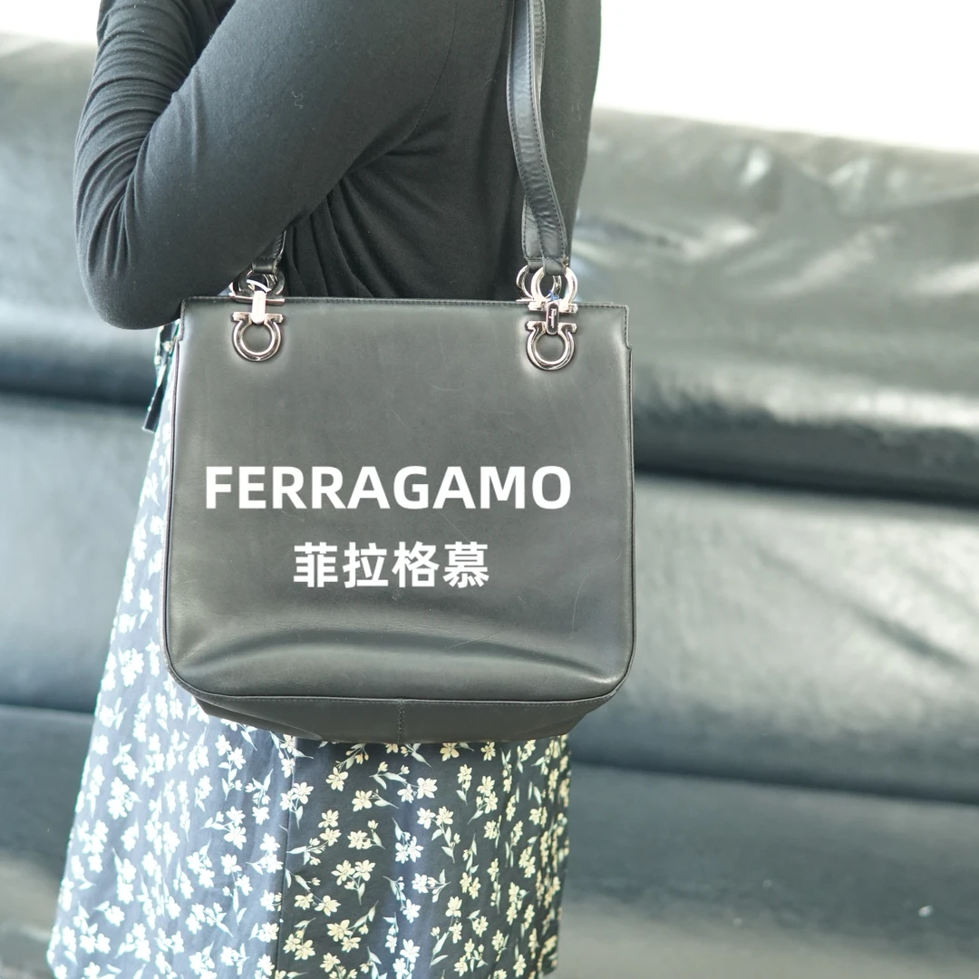 95新 FERRAGAMO/菲拉格慕 黑银单肩包/F3RX04512028/2028
