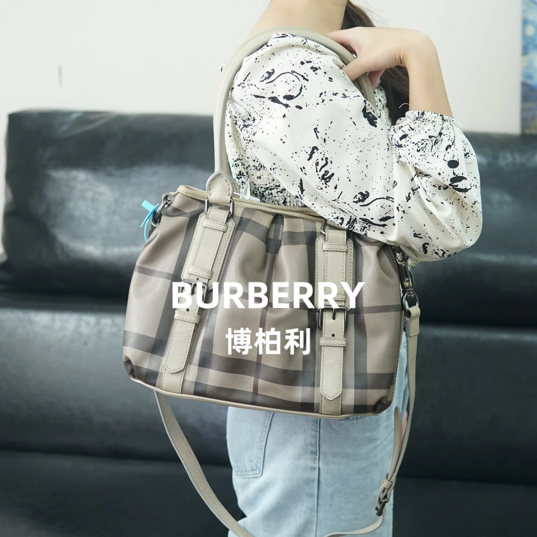 95新 BURBERRY/博柏利 巴宝莉/格纹单肩包/CD10519002/9002