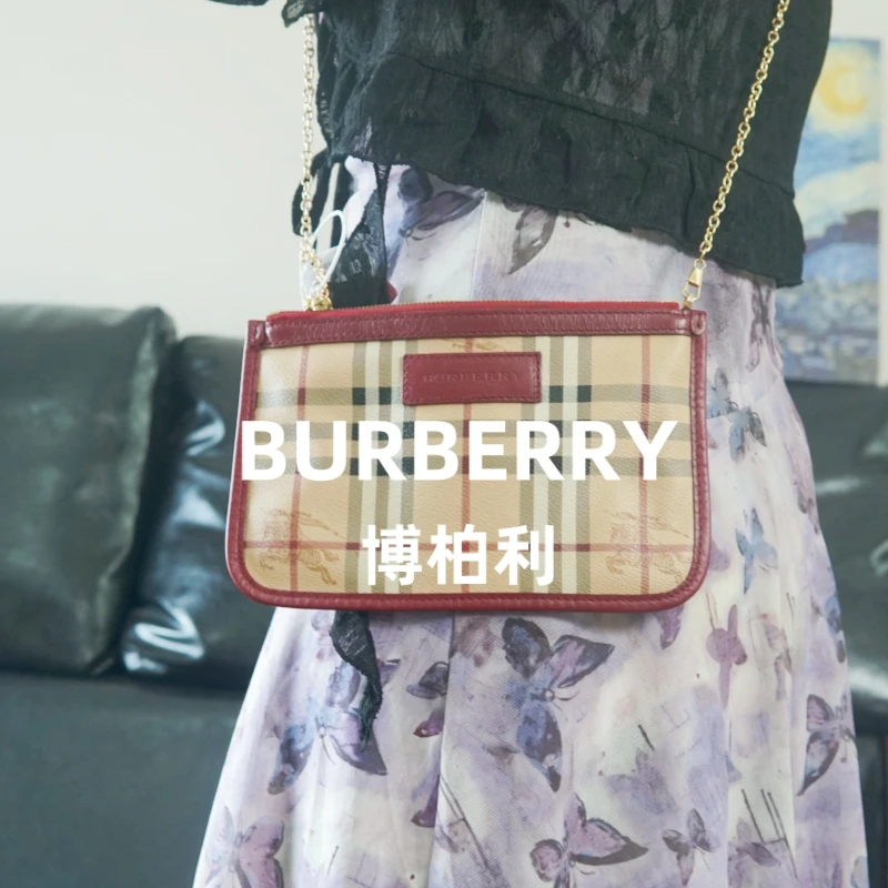 95新 BURBERRY/博柏利 格纹斜挎子袋包/YS09024089/4089