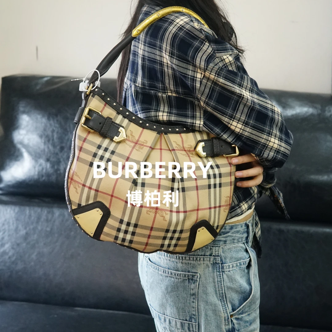 95新 BURBERRY/博柏利 巴宝莉/格纹单肩包/MT09617056/7056