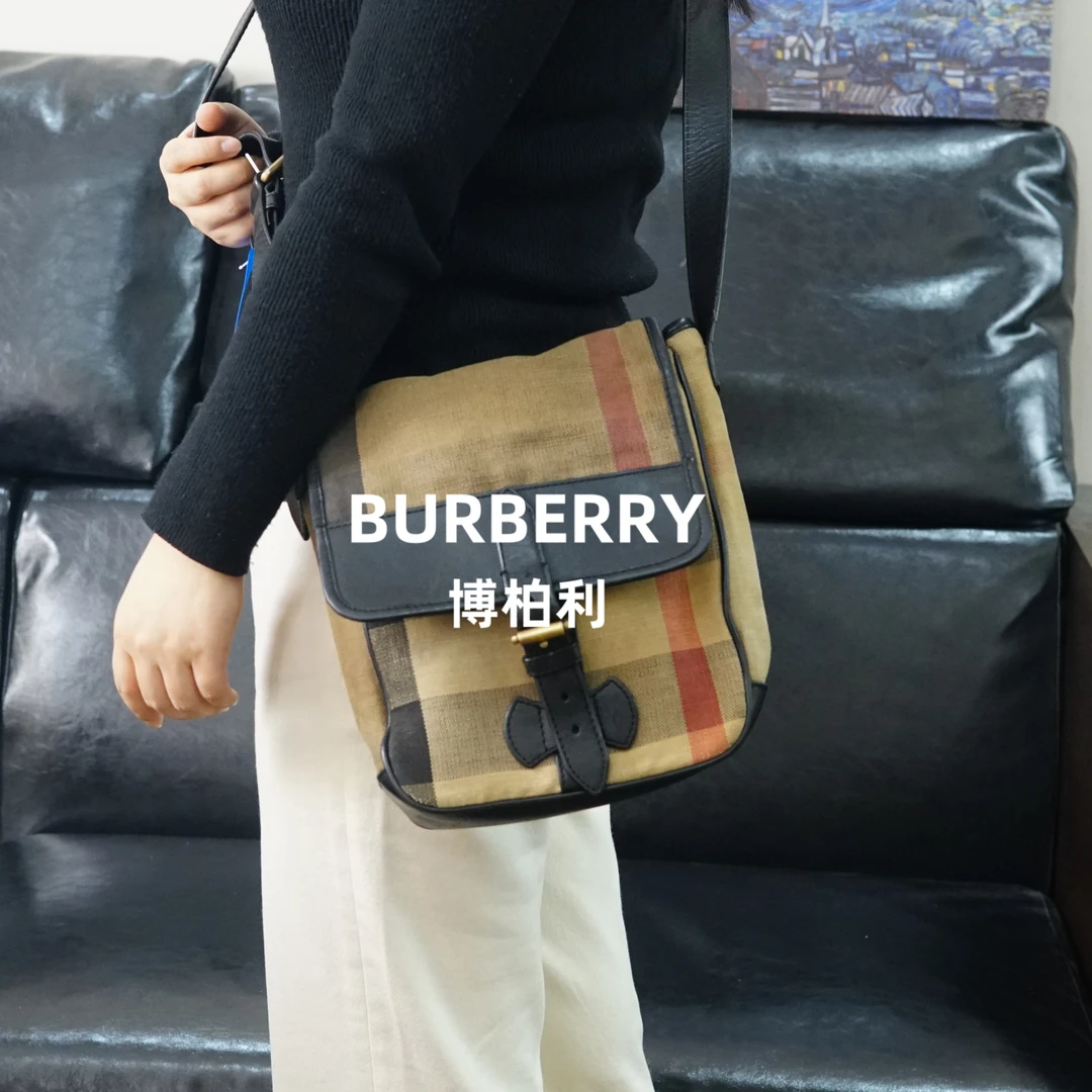 95新 BURBERRY/博柏利 巴宝莉/格纹斜挎包/F3ZZ09614007/4007