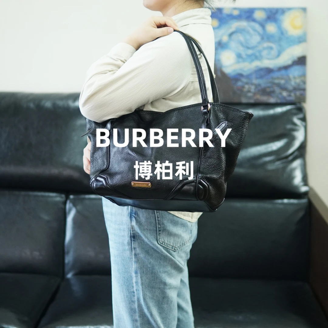 95新 BURBERRY/博柏利 巴宝莉/黑皮单肩包/F3ZZ09514509/4509
