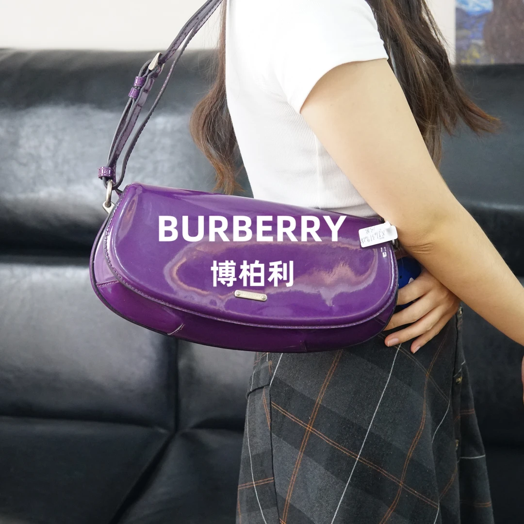 95新 BURBERRY/博柏利 巴宝莉/紫色单肩包/XJ10319028/9028