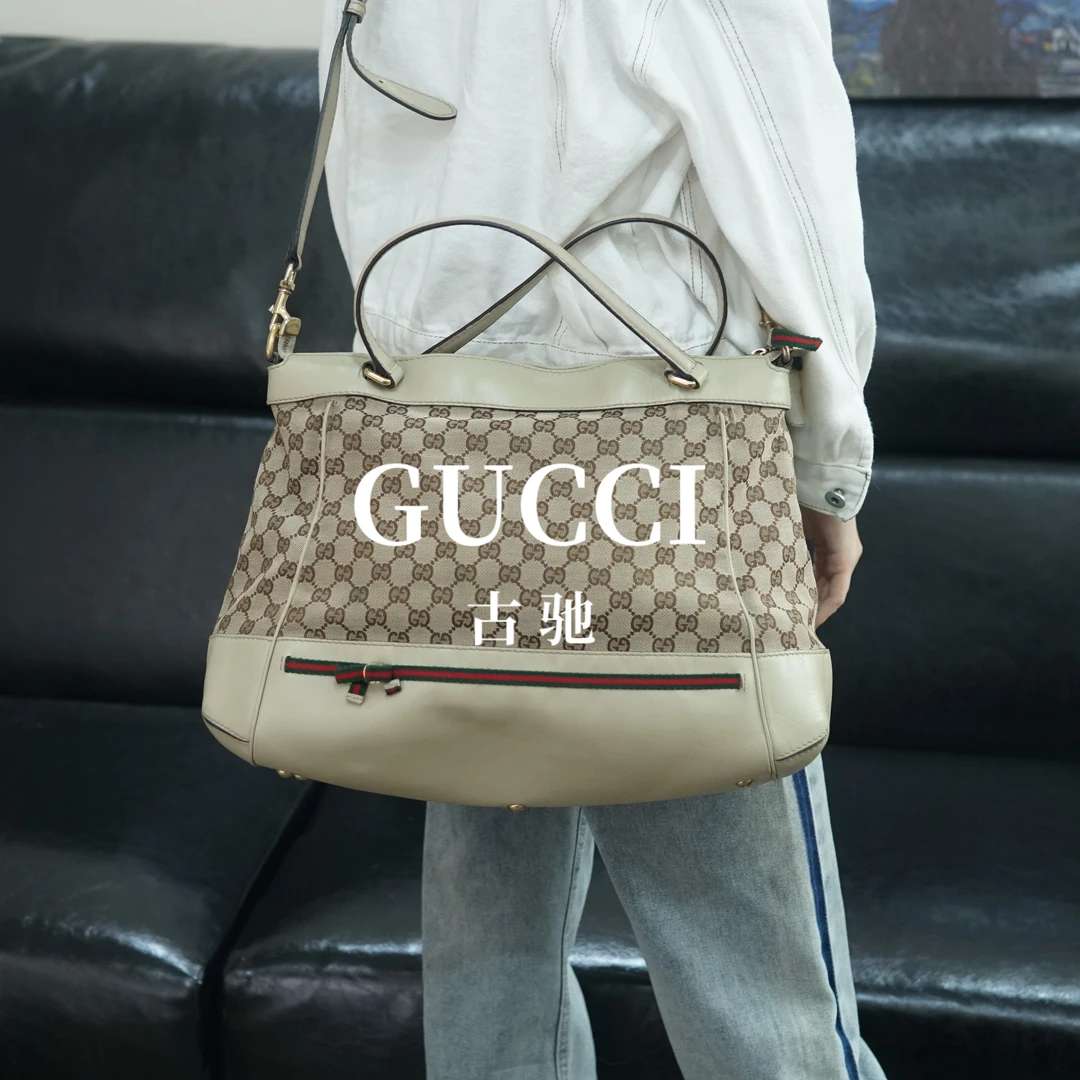 95新 GUCCI/古驰 老花拼皮斜挎包/SP10402032/2032