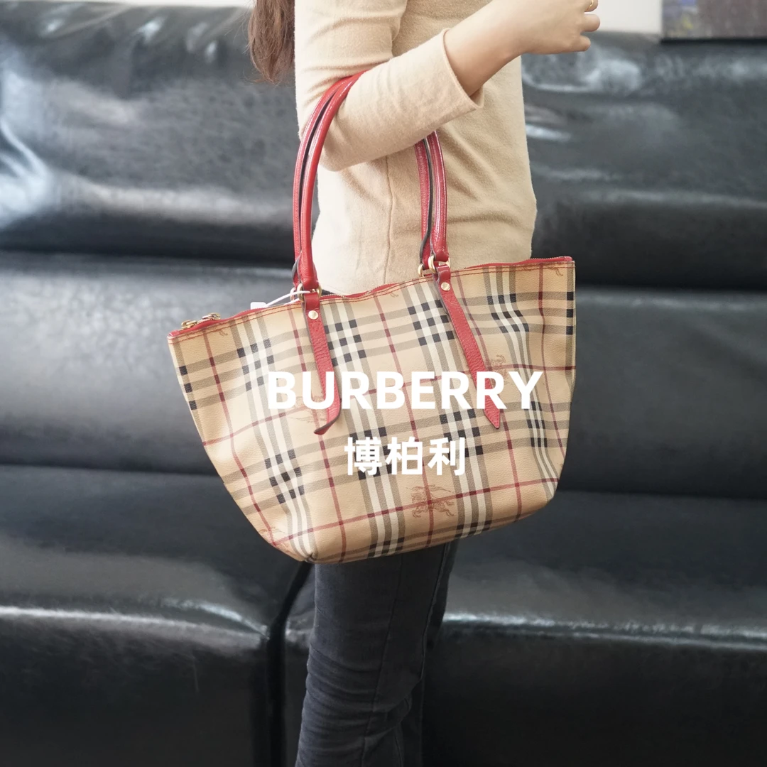 95新 BURBERRY/博柏利 巴宝莉/格纹单肩包/F3SC09619014/9014