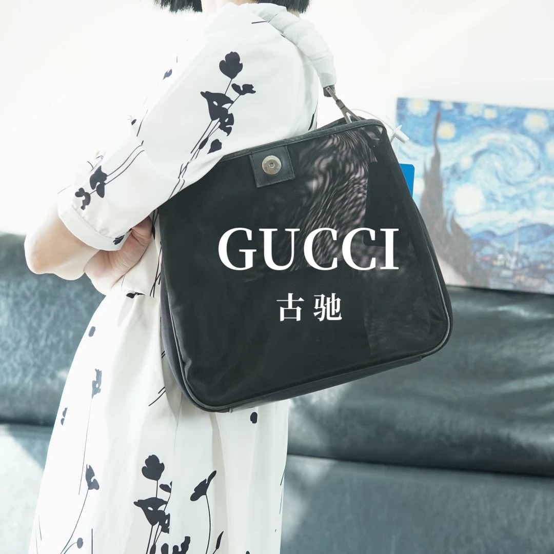95新 GUCCI/古驰 竹节网纱单肩包/ZZ09417003/7003