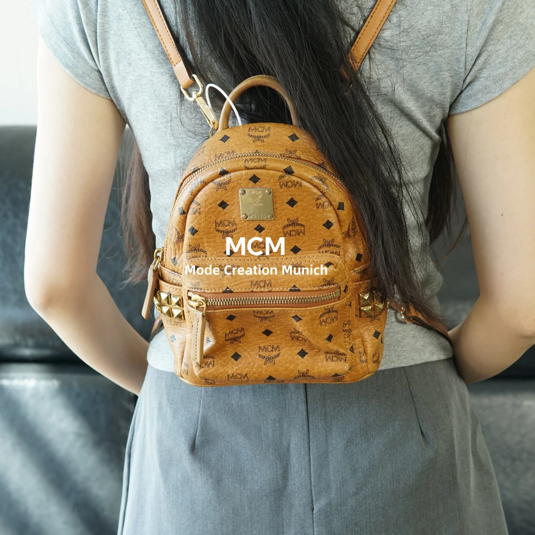 95新 MCM 干邑色双肩包/ZZ07816065/6065