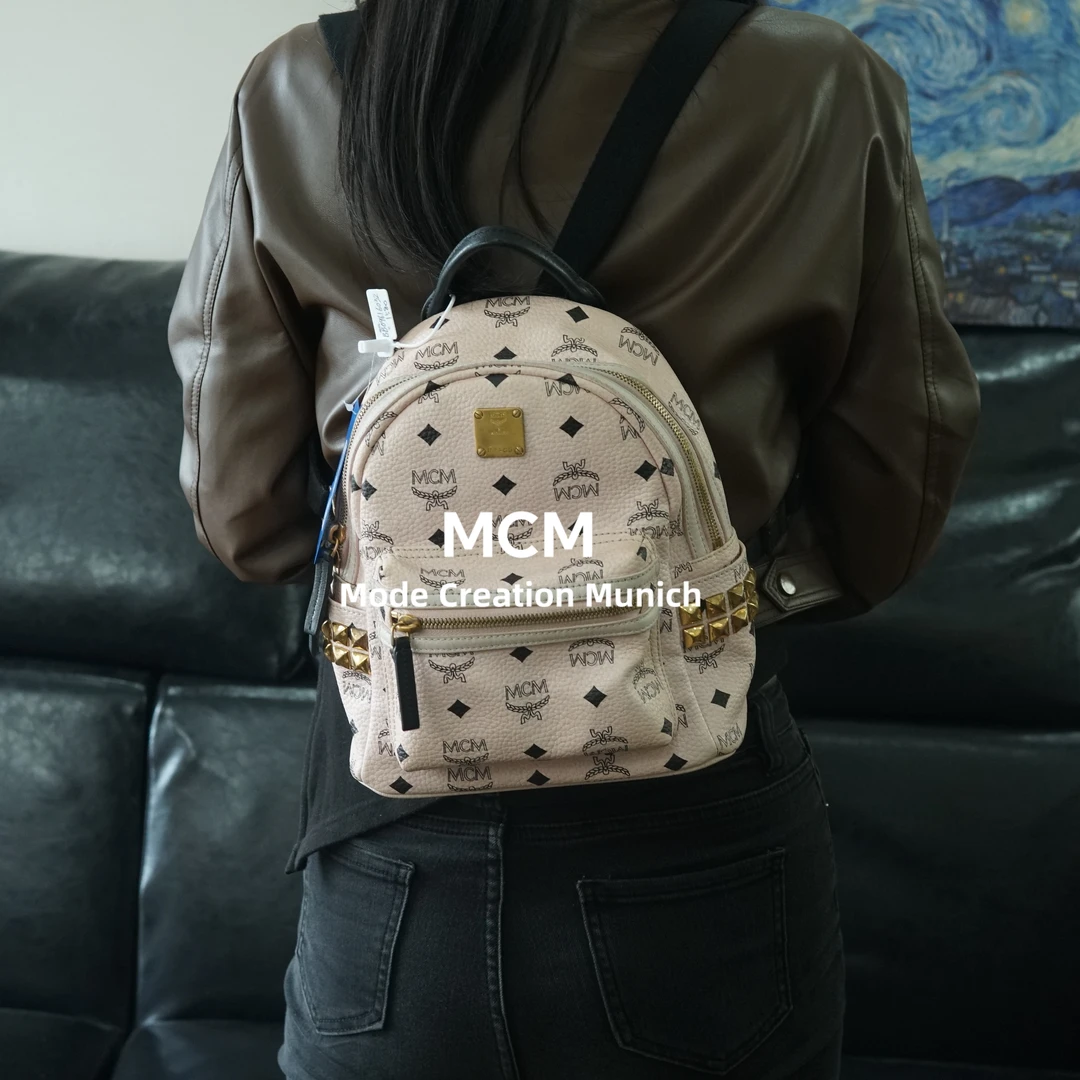 95新 MCM 粉色双肩背包/BB09616032/6032