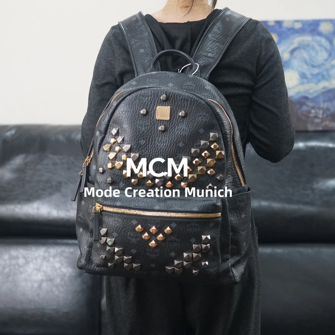 95新 MCM 黑金双肩包/YZ10501056/1056