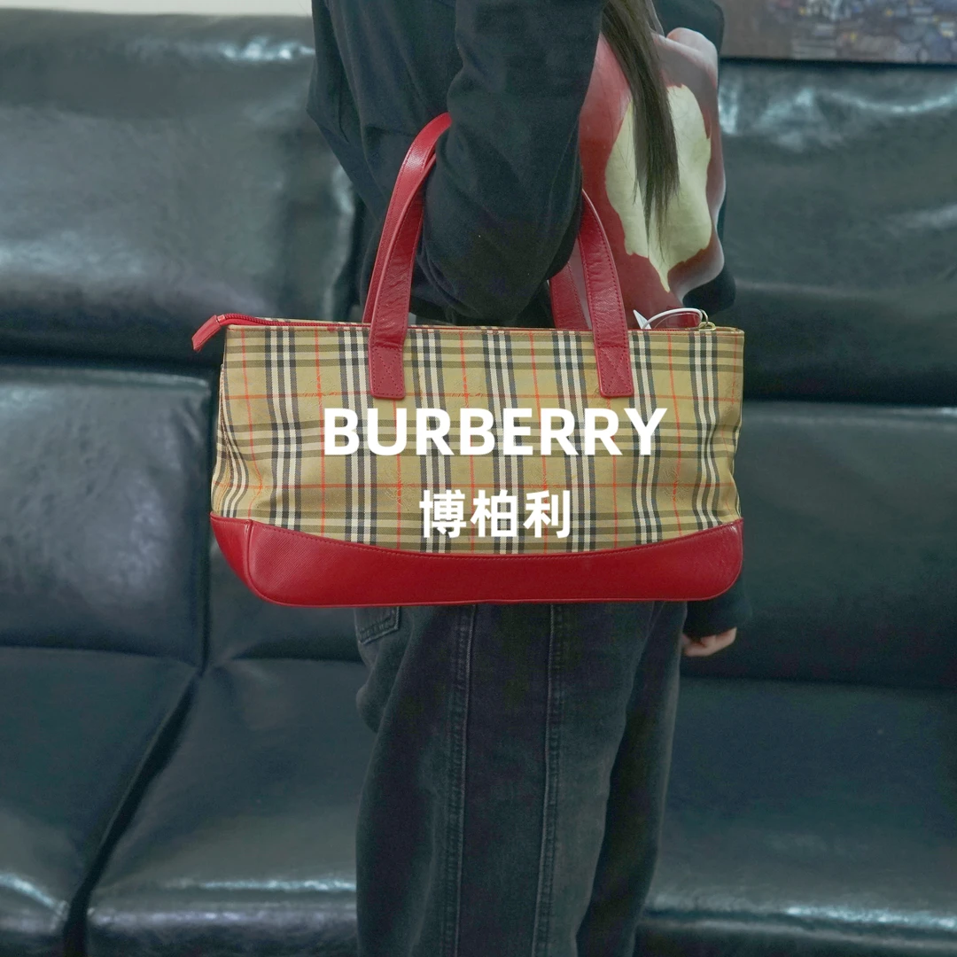 95新 BURBERRY/博柏利 巴宝莉/格纹拼皮单肩包/JJ10922649/2649