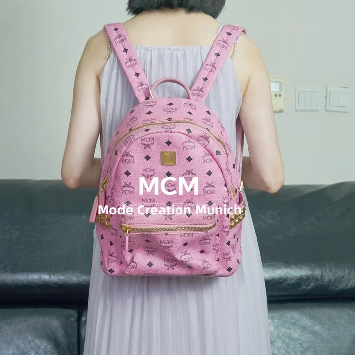 95新 MCM 粉色双肩包/fyll07530094/0094