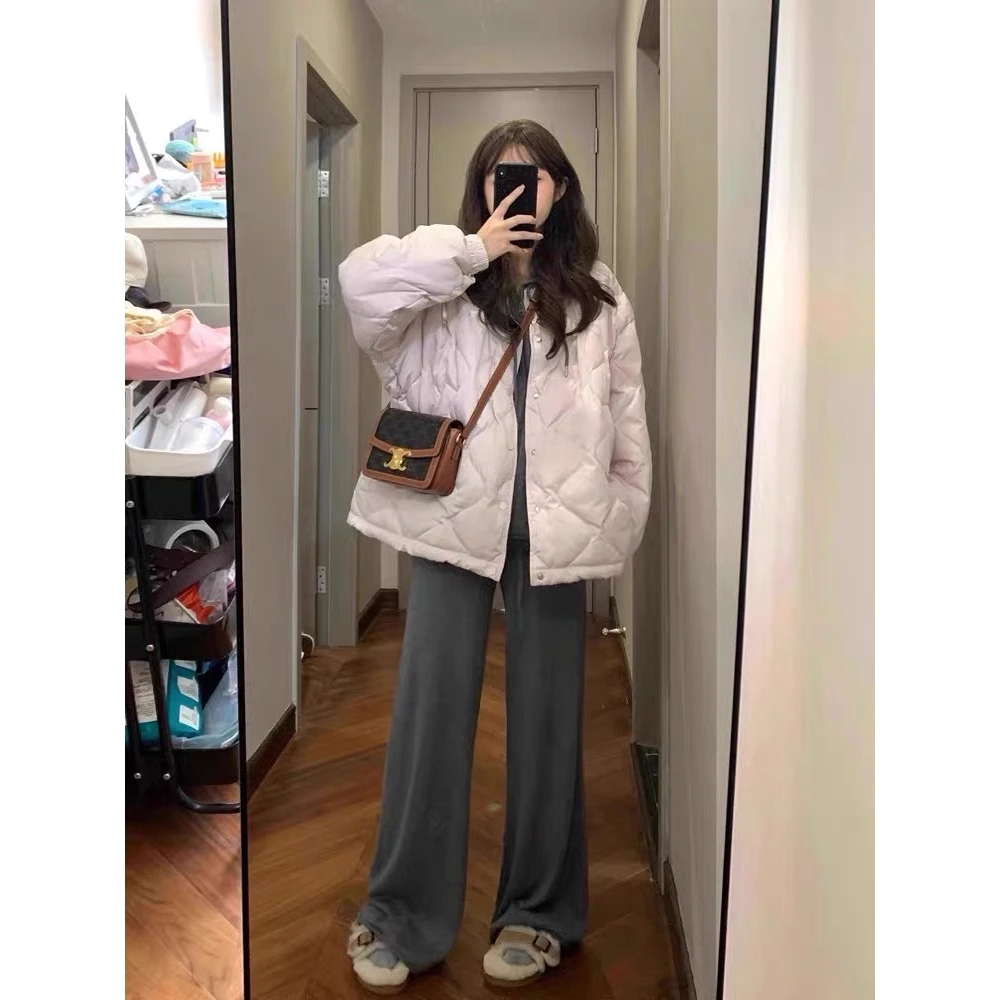 棉服菱形格定格棉服加厚棉衣2024年秋冬新款棉衣学生棉袄