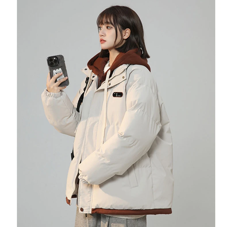 情侣款男女同款加厚棉衣假两件宽松棉服女款爆款2025新款