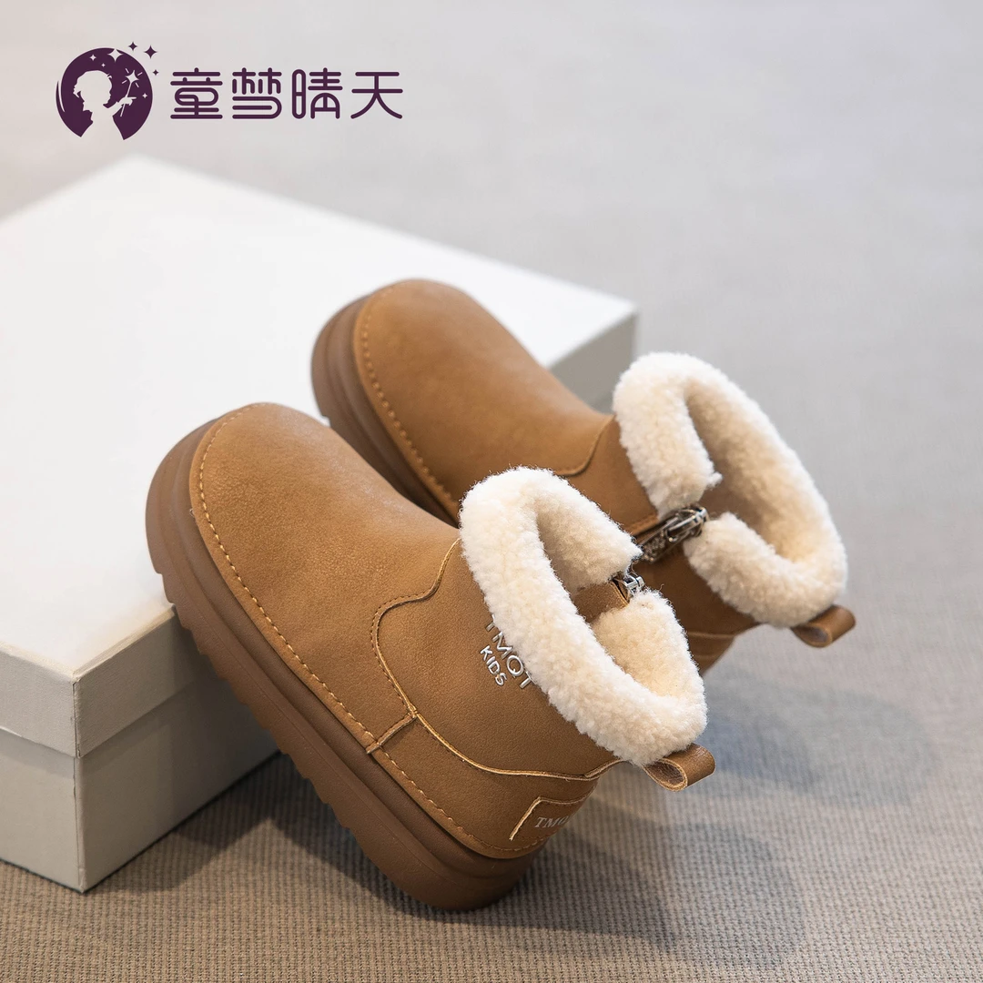 童梦晴天女童雪地靴冬季加绒加厚儿童棉鞋男童靴子防水防滑宝宝鞋