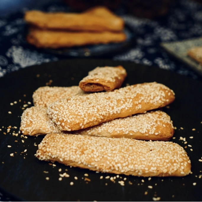 千之寿小麦面 含蔗糖 有芝麻手工鲜香酥脆如皋丁堰脆饼南通特产