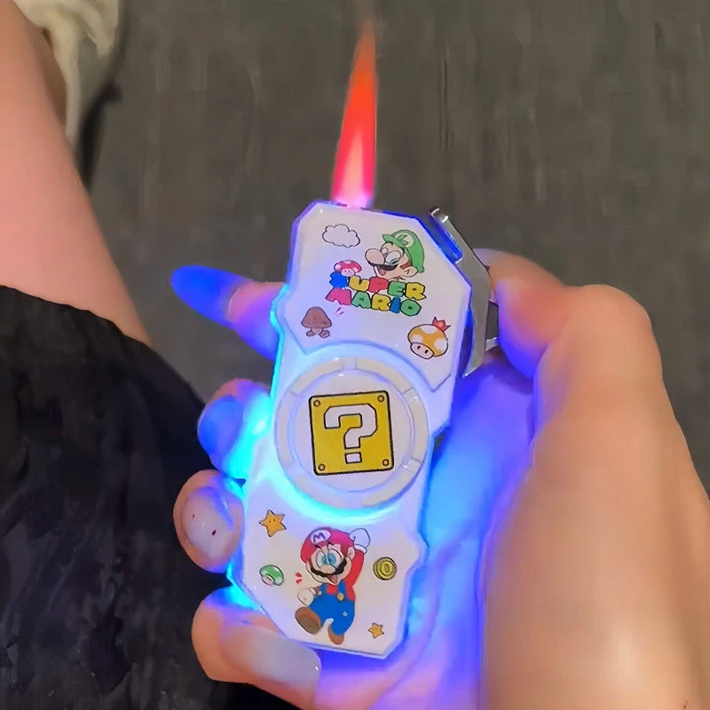 创意卡通网红旋转陀螺打火机充气防风直冲高颜值个性充气打火机