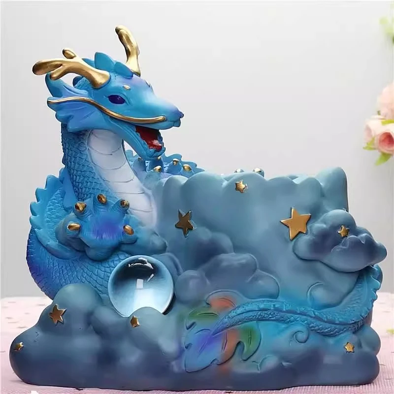 龙年青龙笔筒发光带音乐盒生日礼物学生桌面装饰树脂摆件创意礼品