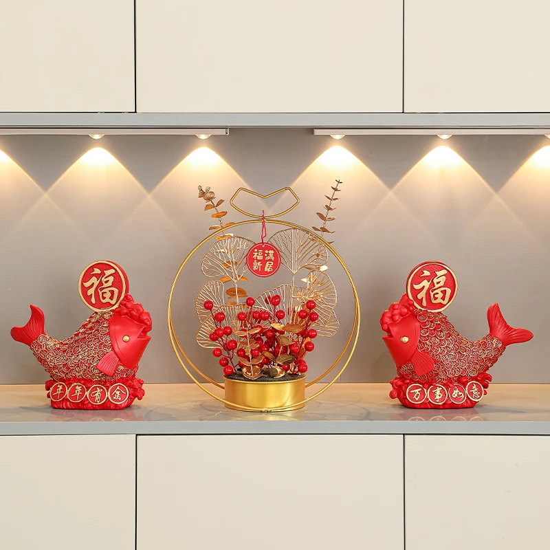 【福满新居组合】新中式福满新居年年有余摆件酒柜电视柜装饰品