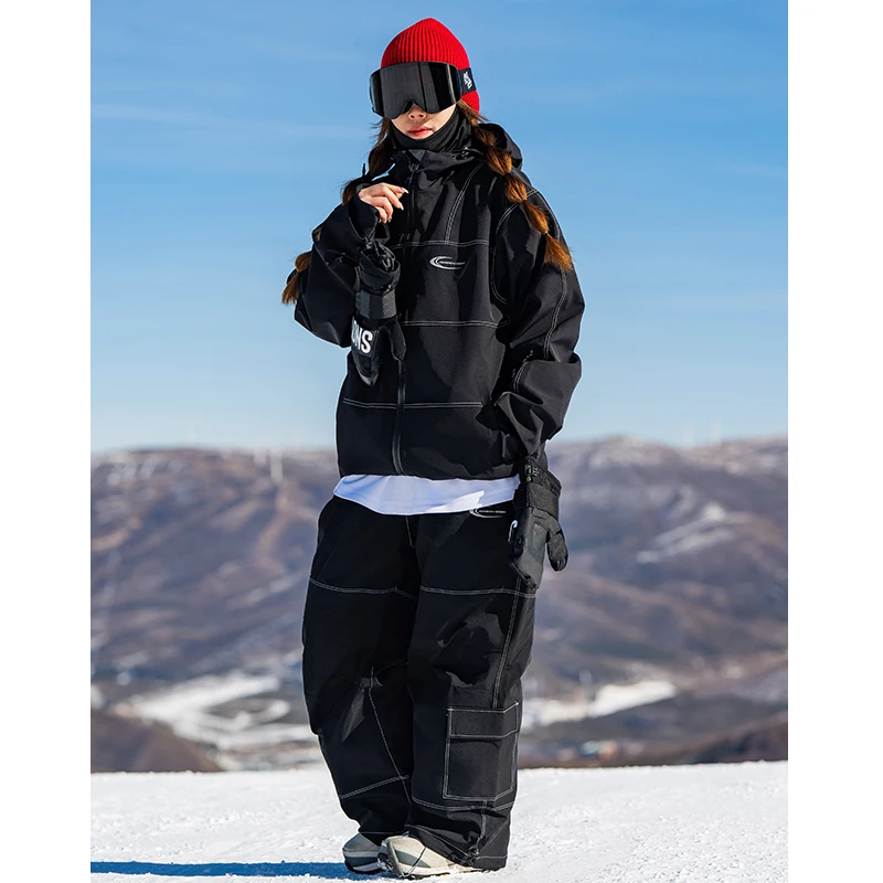 【单件】男女单双板滑雪服反光情侣潮牌韩美式宽松防水保暖透气