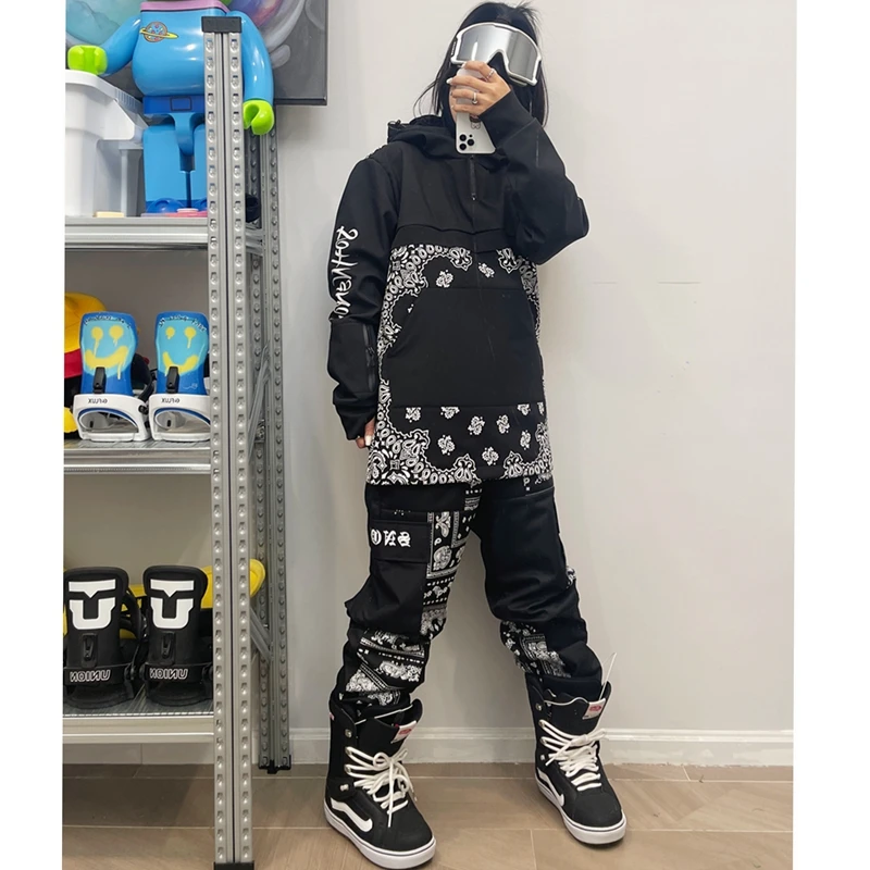 John Snow男女单板双板腰果花工装滑雪裤滑雪服防水保暖耐磨透气