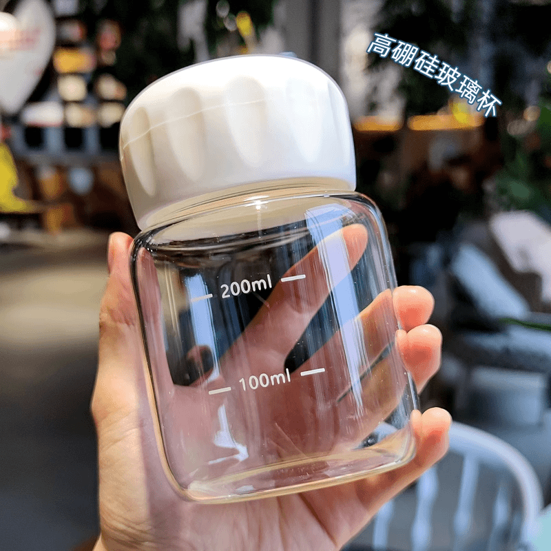 江越 高颜值小胖杯可爱胖胖杯迷你便携水杯带刻度网红豆浆玻璃杯子