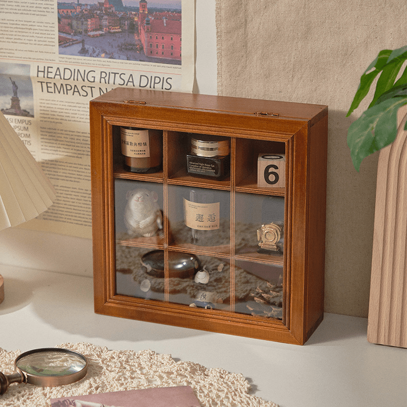 江越九宫格发卡收纳盒复古多格托盘桌面化妆品首饰整理盒伴手礼盒