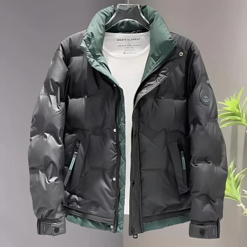 男士冬季羽服立领新款加厚拼色保暖帅气短款寒流外套修身帅气