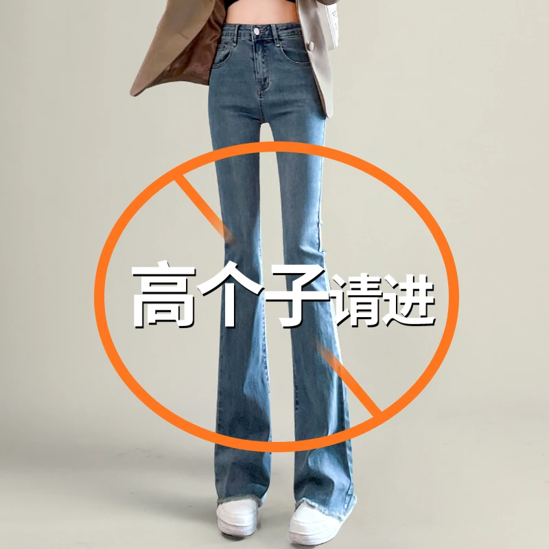 加长裤子女高个子毛边微喇牛仔裤秋季170高腰弹力显瘦喇叭裤175