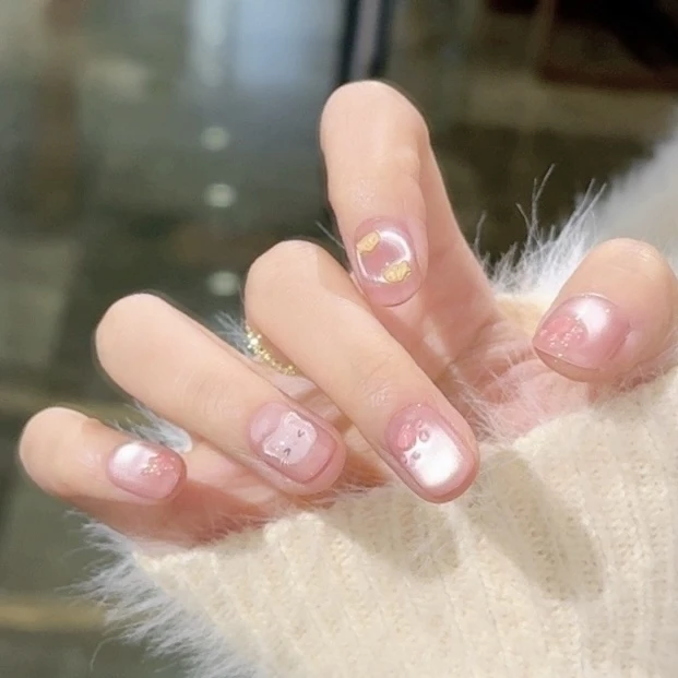 【抓鱼小猫】野世手工穿戴甲 可爱捏捏猫爪小鱼 玻璃珠猫眼少女款