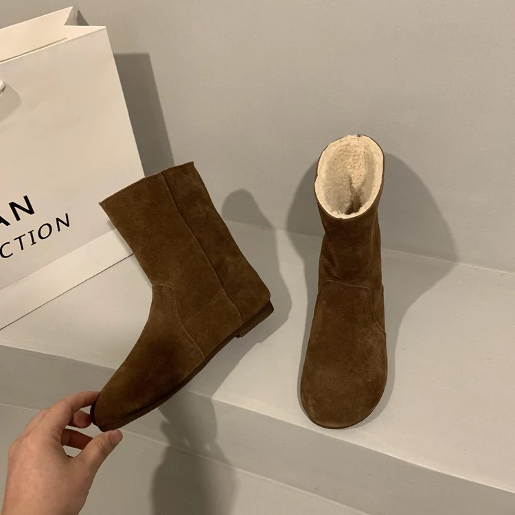 新款两穿短靴对应编码新款韩版平底舒适软底百搭网红潮流时尚女鞋