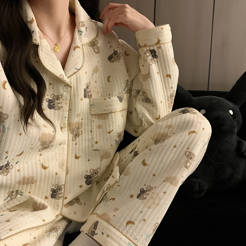 【抱抱考拉】日系卡通睡衣女款秋冬季加厚可爱减龄套装可外穿家居服
