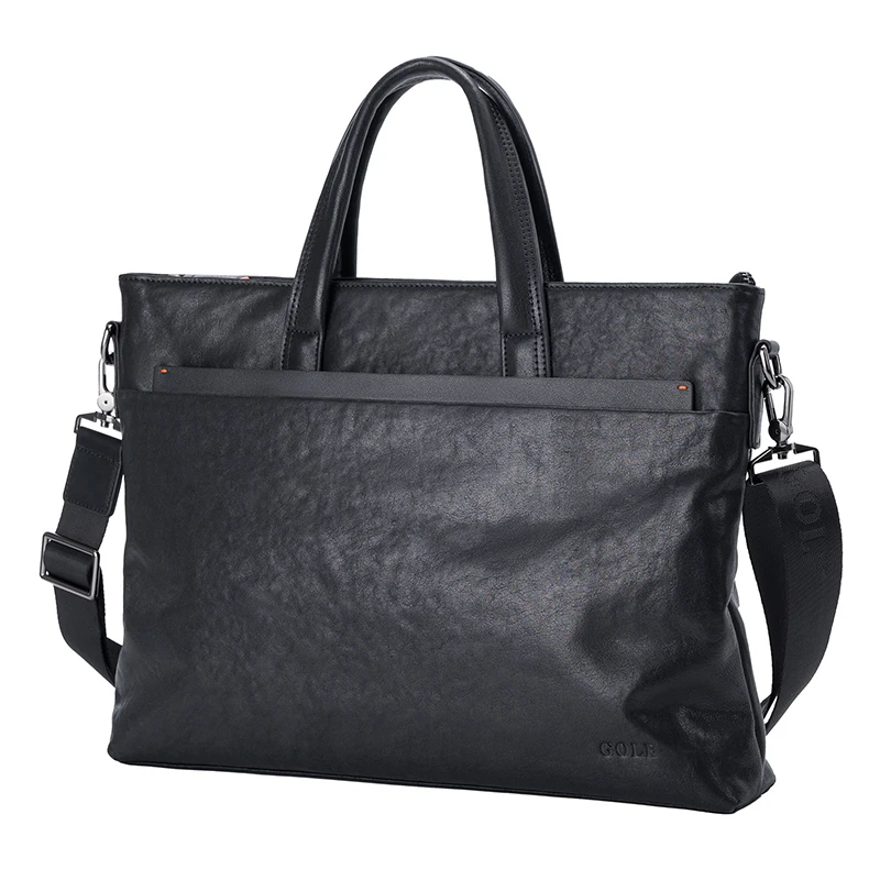 GOLF/高尔夫头层牛皮男士公文包高档手提电脑包上班斜挎包男
