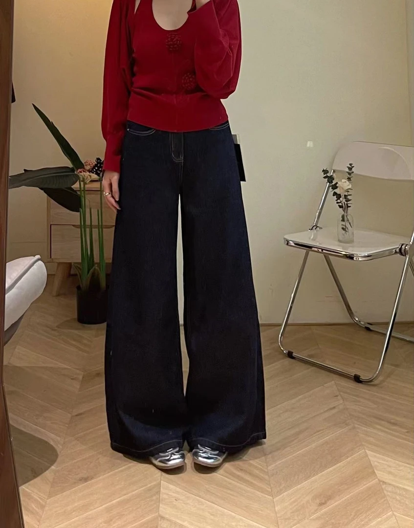 【超模比例】秋季新款宽松阔腿牛仔裤#H572