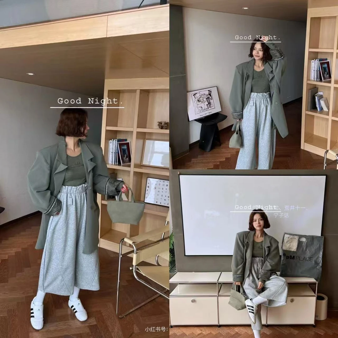 秋冬新款阔腿加绒卫裤#18003